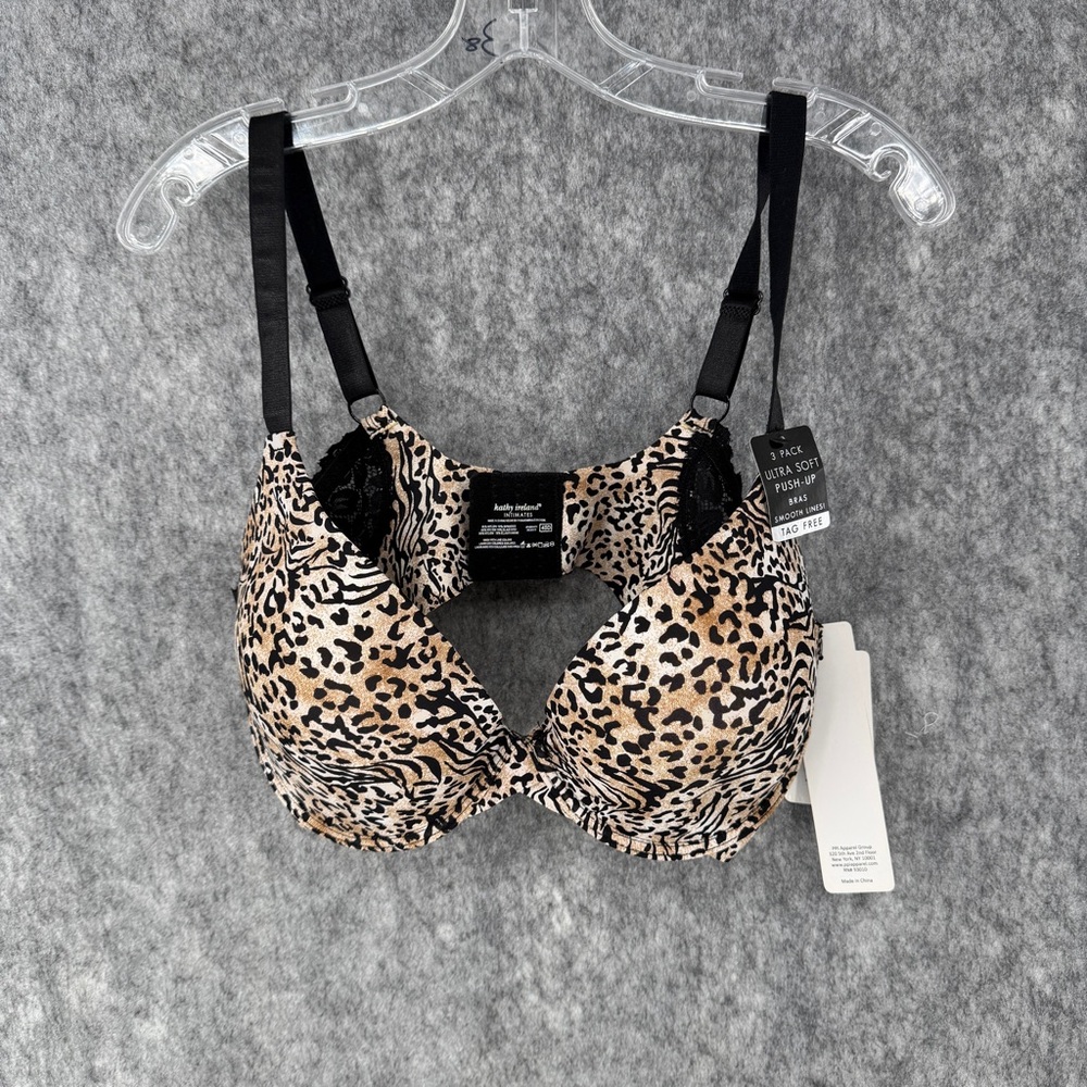 Kathy Ireland  Leopard Print Underwire Bra - Beige/Black
